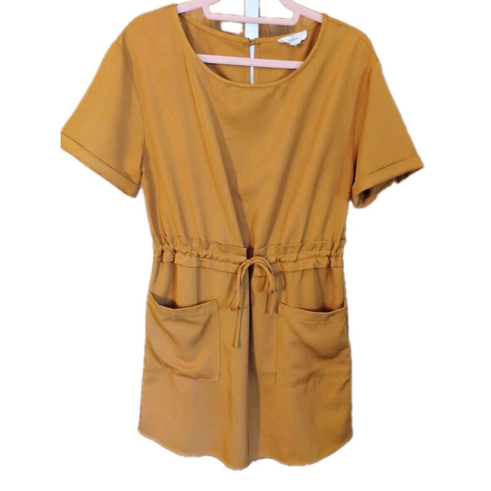 entro Women's Caramel‎ Drawstring Dress With Pockets, Size S